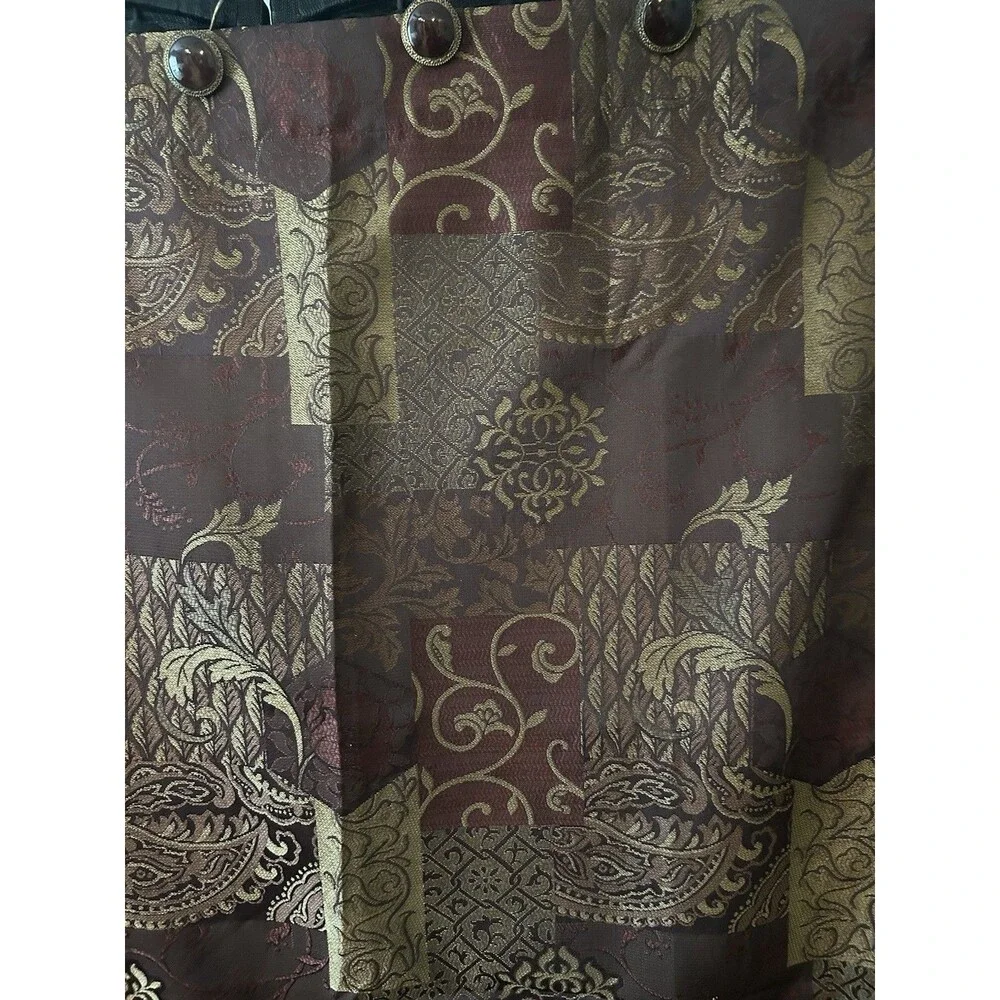 Burgandy Gold Paisley Patchwork Fabric Shower Curtain Hooks 72x72 No Liner Bath